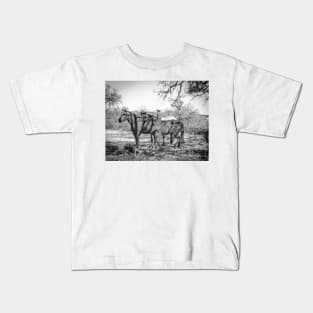 Wild Horses  - Black And White Kids T-Shirt